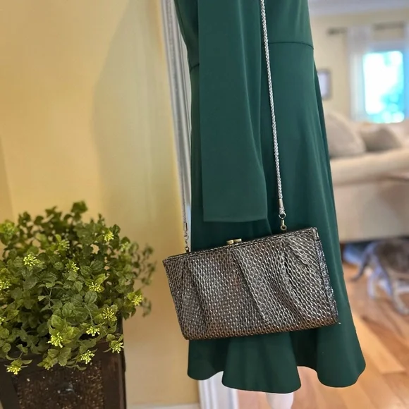 NWOT Kate Landry Metallic Silver Clutch - Picture 3 of 12